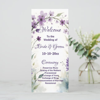 Programme Lavender Lilac Floral Wedding