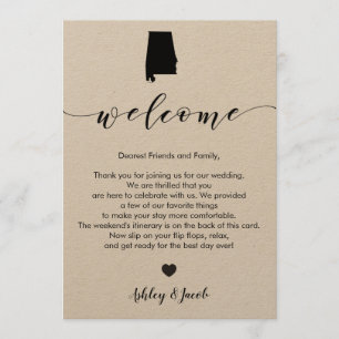 Programme Lettre de bienvenue du Mariage de l'Alabama et car