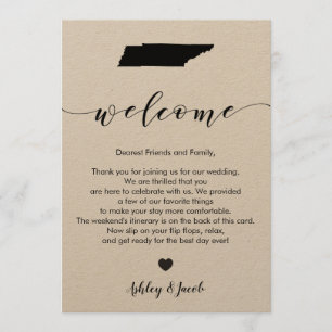 Programme Lettre de bienvenue du Mariage du Tennessee et car