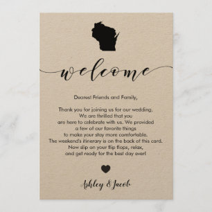 Programme Lettre de bienvenue du Mariage du Wisconsin et car