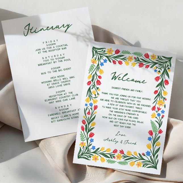 Programme Lettre et itinéraire de mariage aux fleurs sauvage (Créateur téléchargé)