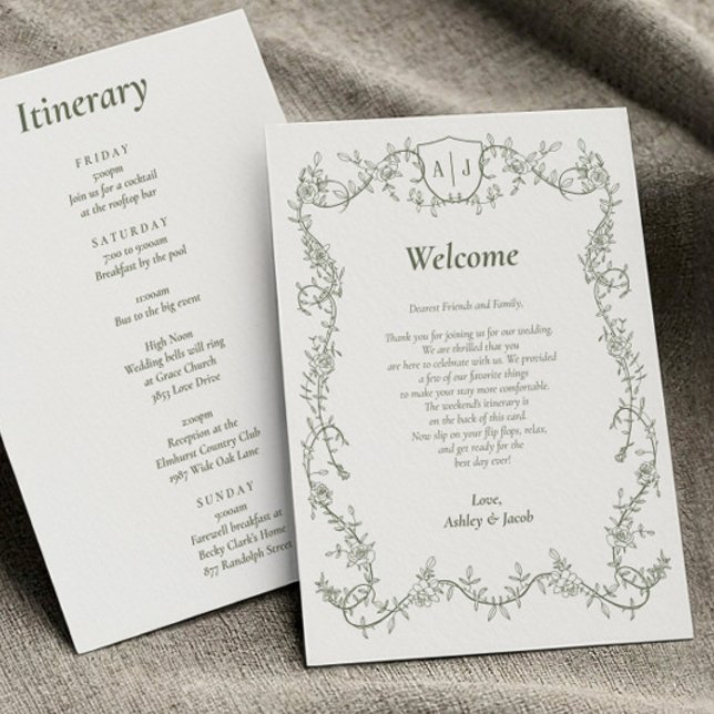 Programme Lettre et Itinéraire de Mariage Botanique Vert Sau (Créateur téléchargé)