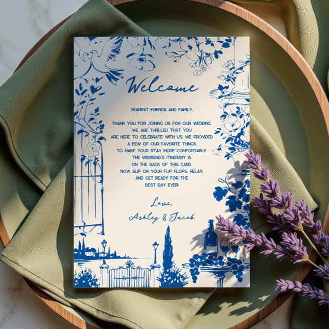 Programme Lettre et Itinéraire de Mariage Pastoral Bleu Fran (Créateur téléchargé)