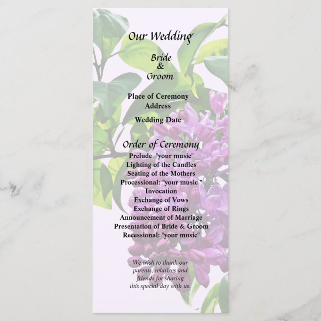 Programme Lilas en fleurs (Devant)