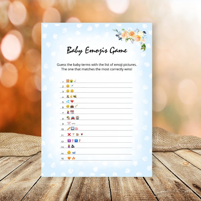 Programme Lion Cub Floral Blue Baby Emoji's Shower Game (Créateur téléchargé)