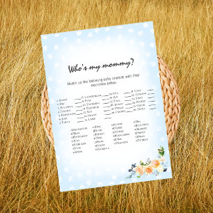 Programme Lion Cub Floral Blue Who's My Mommy Shower Game