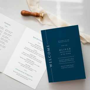 Programme Livret de la marine moderne Blue Bar Mitzvah plié