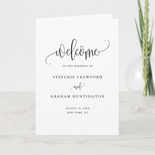 Programme Livret de Mariage à Calligraphie Noire et Élégante (Devant)