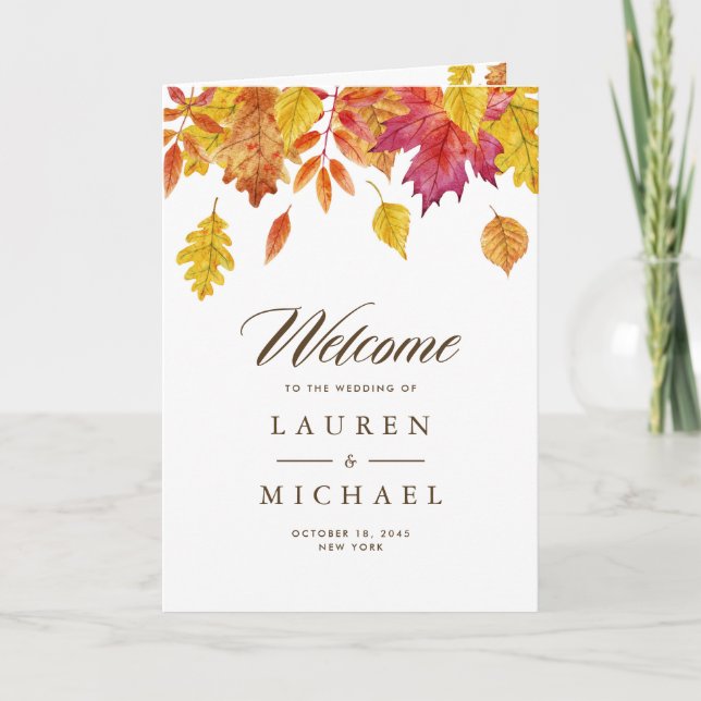 Programme Livret de Mariage d'automne Falling Feuille Garlan (Devant)
