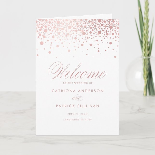 Programme Livret de mariage en feuille d'or rose avec points (Devant)