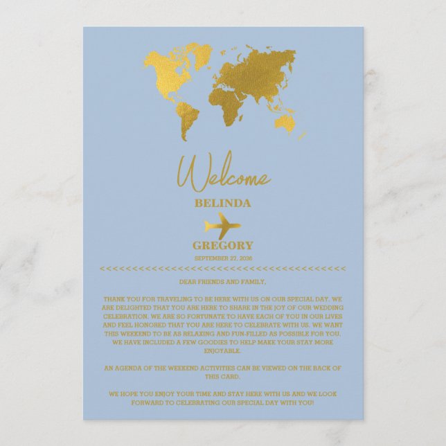 Programme Livret de mariage Gold Dusty Blue (Devant)