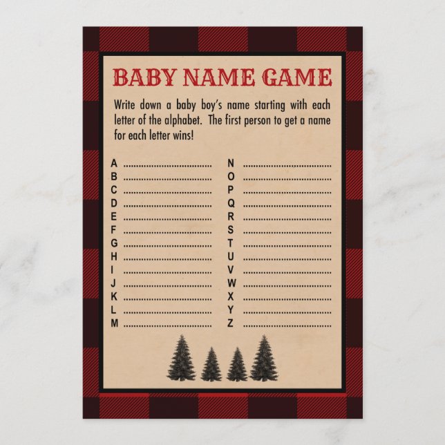 Programme Lumberjack Baby Name Douche Jeu Rouge Plaid (Devant)