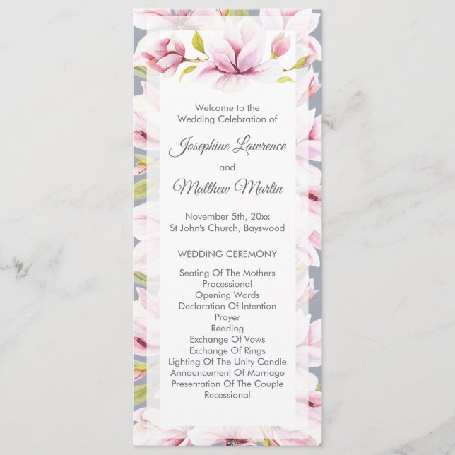 Programme Magnolia Charm Floral Mariage Cérémonie (Devant)