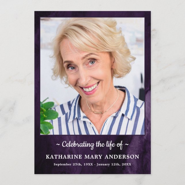 Programme Marbre violet moderne Ordre de service Funérailles (Devant)