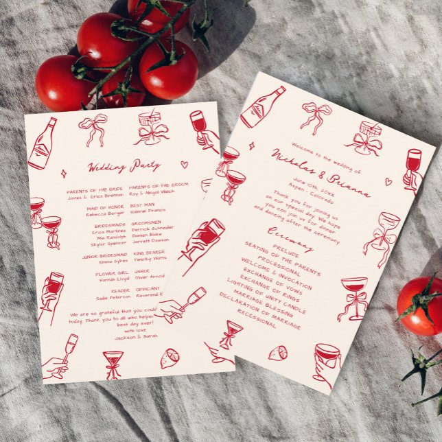 Programme Mariage à main rouge tiré (Créateur téléchargé)