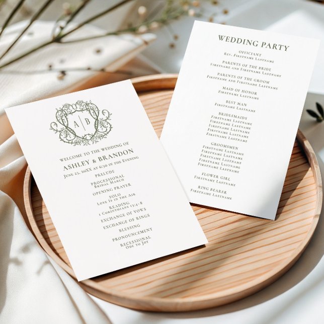 Programme Mariage à monogramme avec crête de sauge à la rose (Créateur téléchargé)