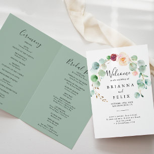 Programme Mariage à plis floraux d'Eucalyptus contemporain