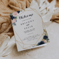 Mariage à plis floraux d'hiver géométrique d'or