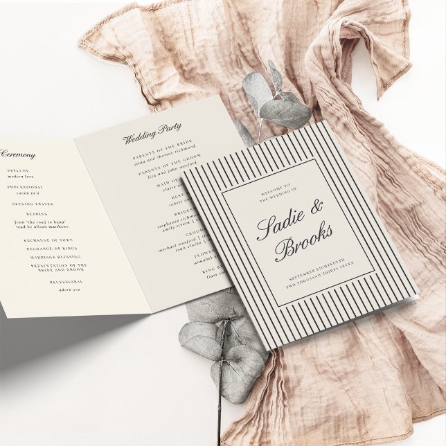 Programme Mariage à rayures fines en écriture classique noir (Créateur téléchargé)
