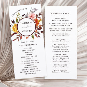Programme Mariage aquarelle jardin d'automne Marsala