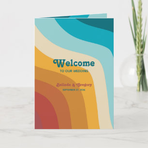 Programme Mariage arc-en-ciel coloré rétro Ordre de service