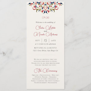 Programme Mariage Artistique Botanique Floral Paisley Luxueu