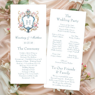 Programme Mariage au chandelier floral à monogramme vintage