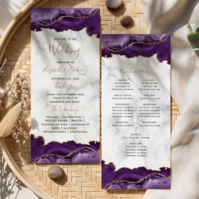 Programme Mariage Bille de script fantaisiste Agate Or Pourp (Créateur téléchargé)