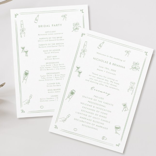 Programme Mariage blanc et vert sage (Créateur téléchargé)