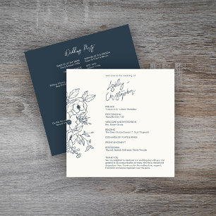 Programme Mariage bleu marine floral minimal