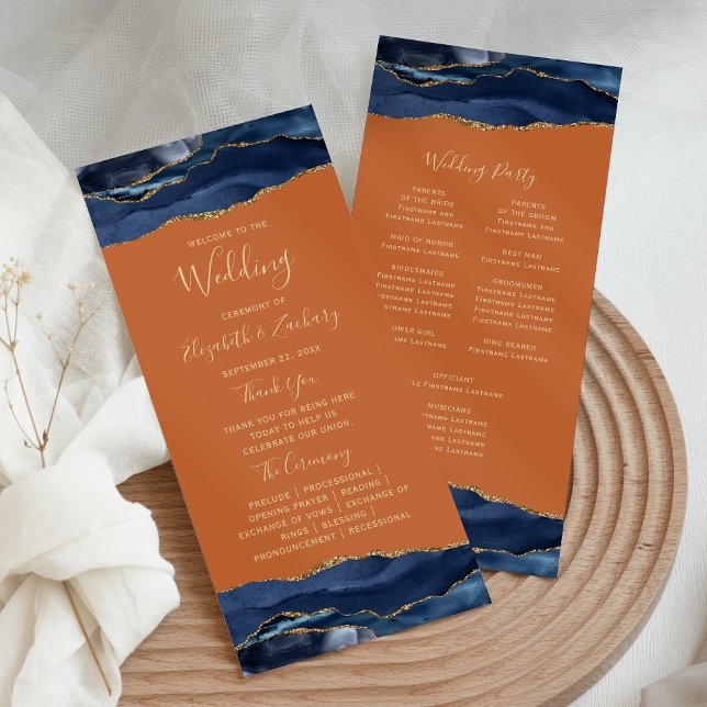 Programme Mariage Bleu Nuit Or Agate Orange Brûlé (Créateur téléchargé)