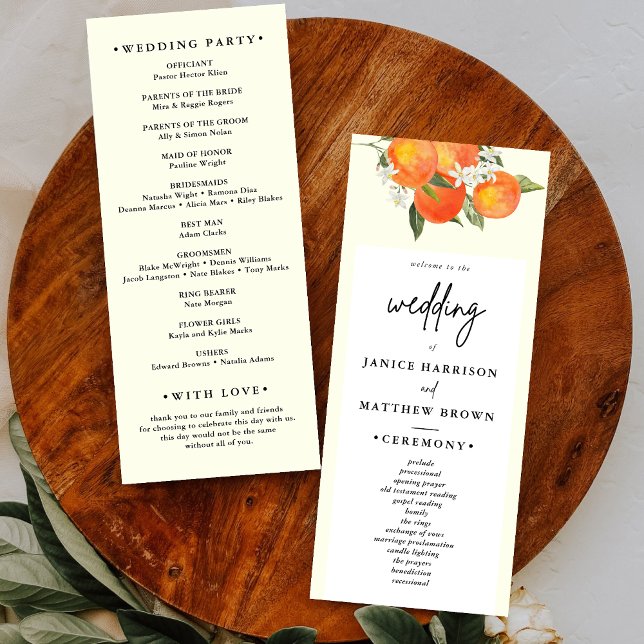 Programme Mariage Bohème Abstrait Jardin Orange (Boho abstract orange wedding program keeps guests informed with warm, artistic charm.)