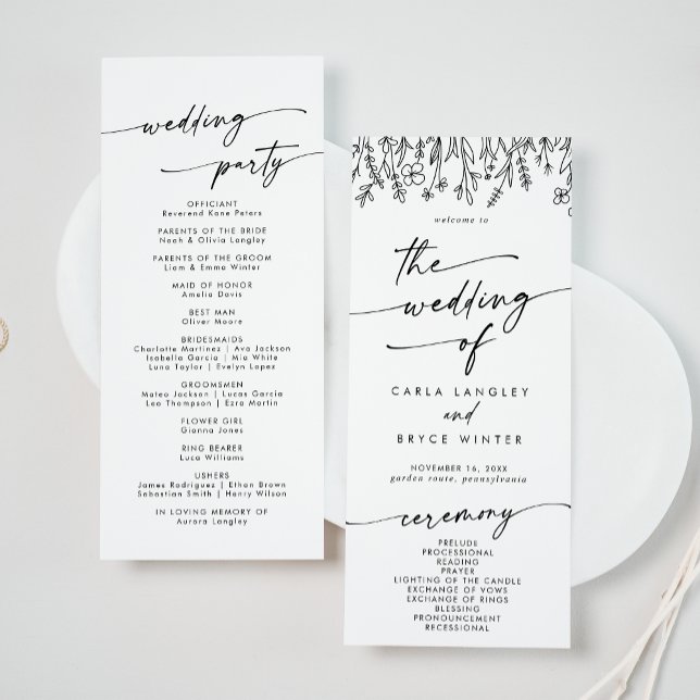 Programme Mariage bohème chic à mi-longueur avec fleurs sauv (Créateur téléchargé)