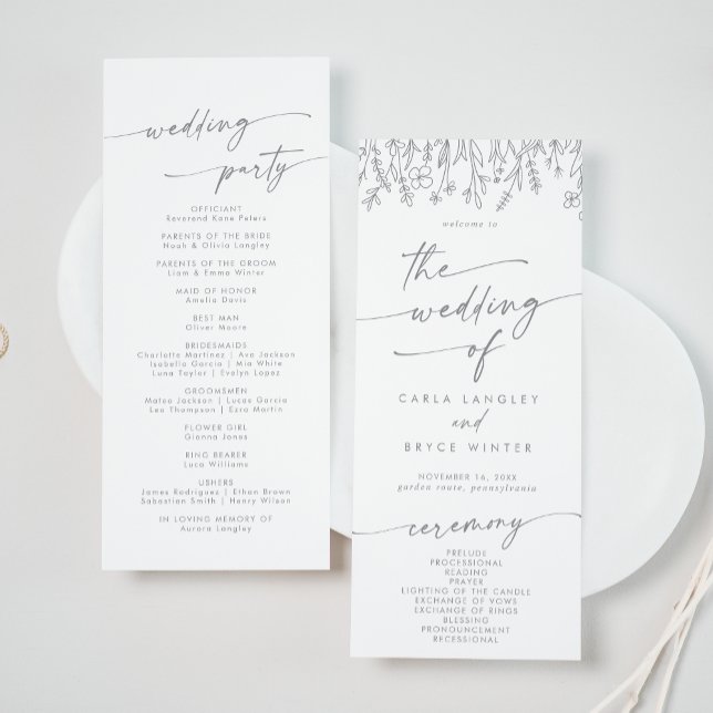 Programme Mariage Bohème Chic Gris Fleur Sauvage Longueur Th (Créateur téléchargé)