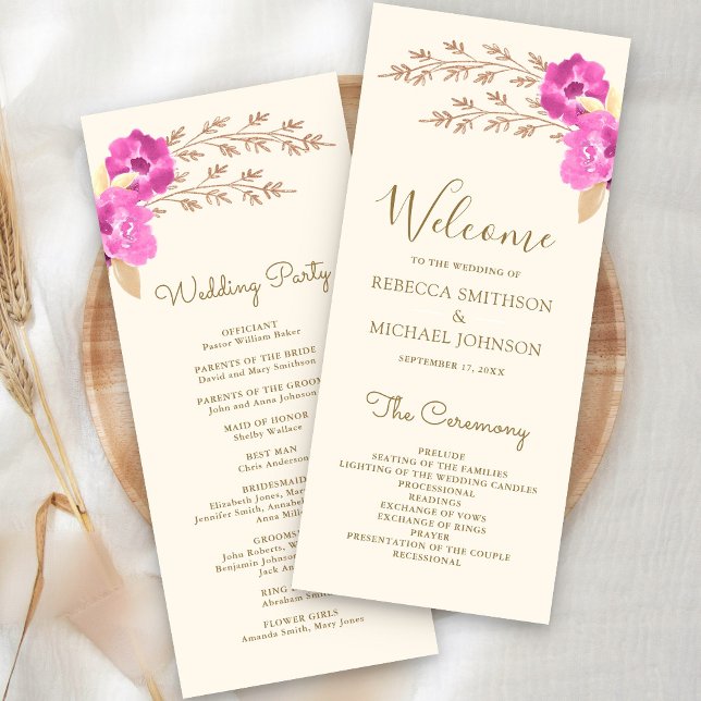 Programme Mariage Bohème Fleur Orchidée Rose Ivoire (Créateur téléchargé)