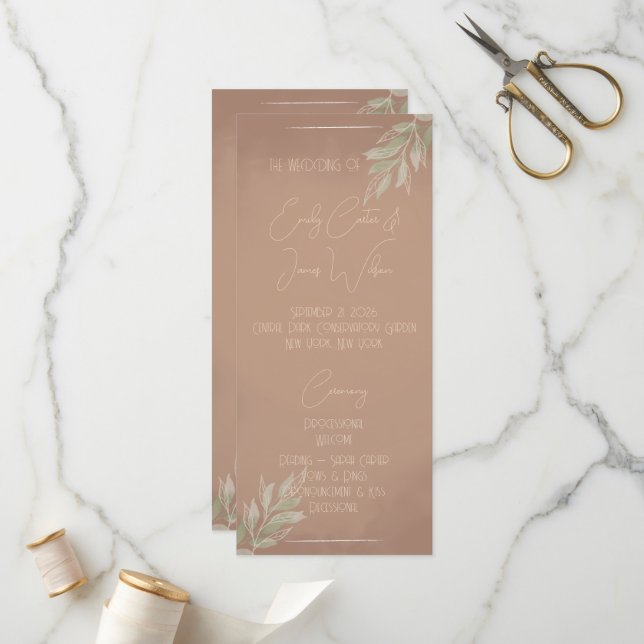 Programme Mariage Bohème Minimaliste Terracotta (Devant/Arrière en situation)