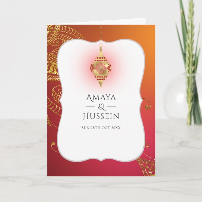 Programme Mariage Bollywood Arabe Feuille D'Or (Devant)