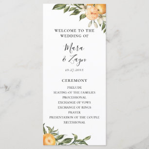 Programme Mariage botanique de citrons Orange Grove