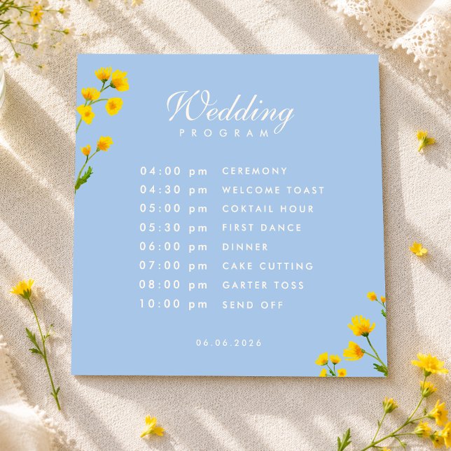 Programme Mariage bouton d'or bleu et jaune (Créateur téléchargé)
