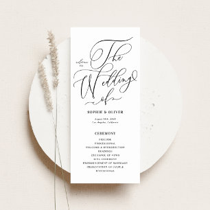 Programme Mariage Calligraphié Fantaisiste Noir et Blanc
