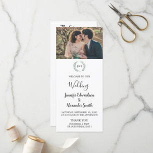 Programme Mariage campagnard photo feuille rustique aquarell