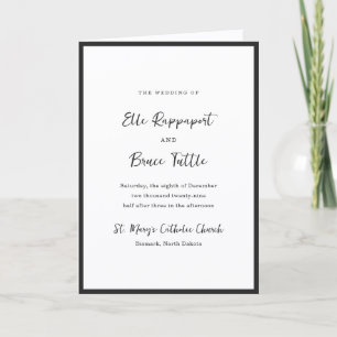 Programme Mariage Catholique Minimaliste Typographie Moderne