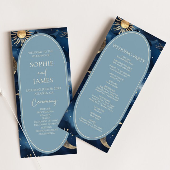 Programme Mariage Céleste Bleu Or Ciel Étoilé Élégant (Créateur téléchargé)