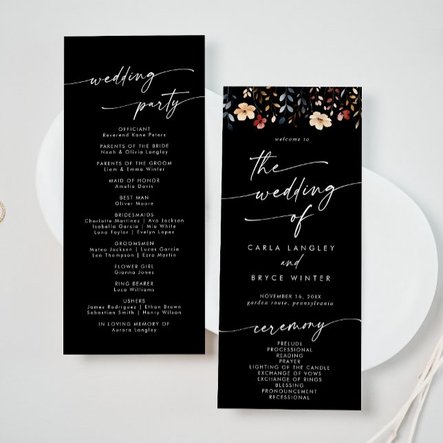 Programme Mariage champêtre bohème à mi-longueur avec fleurs (Créateur téléchargé)