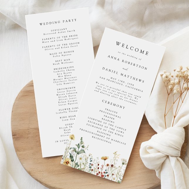 Programme Mariage Champêtre de Fleurs Sauvages d'Été (Créateur téléchargé)