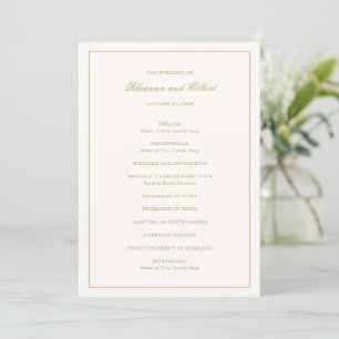 Programme Mariage Classique Bordure Ivoire et Or Intemporel