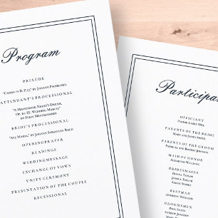 Programme Mariage classique et simple et élégant