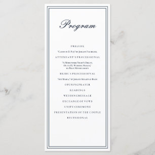 Programme Mariage classique et simple et élégant