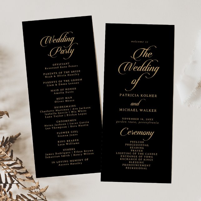 Programme Mariage Classique Noir et Or de Longueur Thé (Créateur téléchargé)