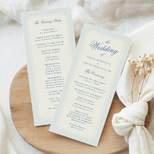 Programme Mariage Classique Rayures Bleu Clair